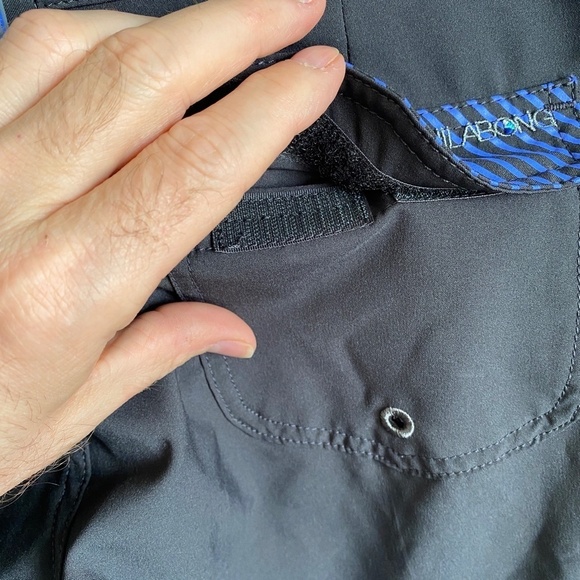 Billabong Women's Black‎ Board Shorts Blue Leg Logo Size 7 - Picture 8 of 15